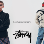 A collection of Stussy apparel, including t-shirts, hoodies, and accessories, representing the brand's iconic streetwear style.